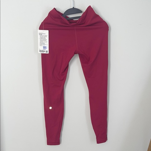 lululemon Burgundy Leggings size 8 with tote bag NWT - Picture 3 of 5
